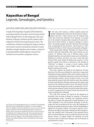 Kayasthas of Bengal Legends, Genealogies, and Genetics