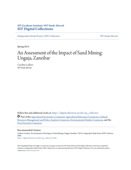 An Assessment of the Impact of Sand Mining: Unguja, Zanzibar Caroline Ladlow SIT Study Abroad