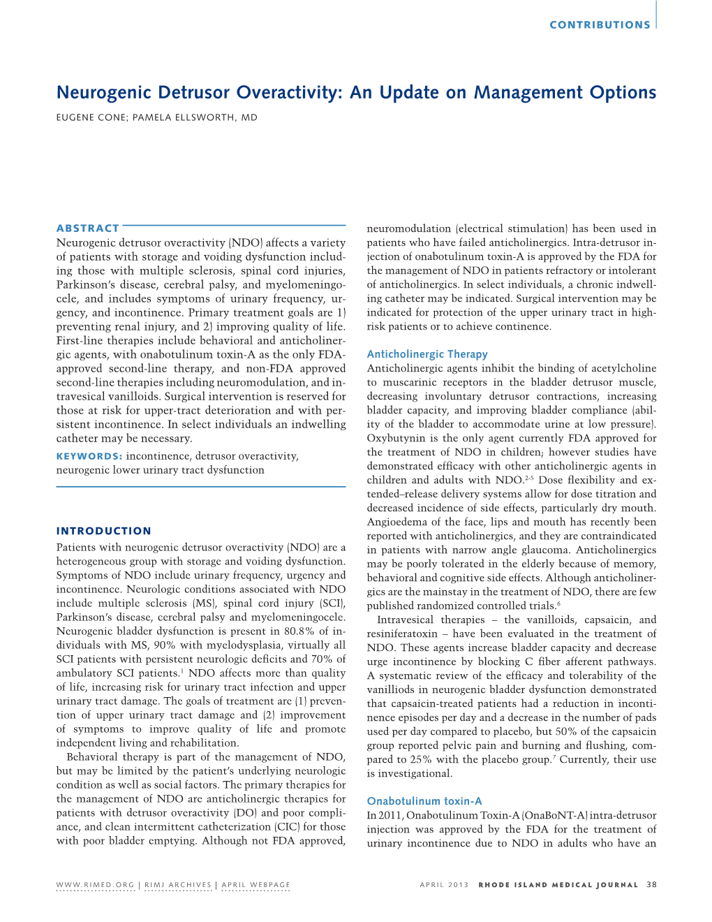 Neurogenic Detrusor Overactivity: an Update on Management Options