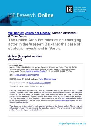 The United Arab Emirates As an Emerging Actor in the Western Balkans: the Case of Strategic Investment in Serbia