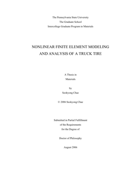 Nonlinear Finite Element Modeling and Analysis of a Truck Tire