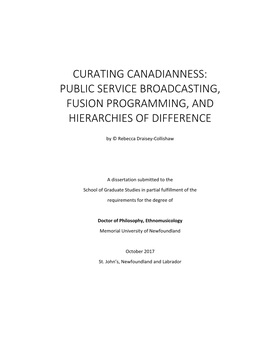 Curating Canadianness: Public Service Broadcasting, Fusion Programming, and Hierarchies of Difference