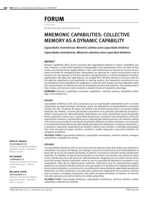 Collective Memory As a Dynamic Capability