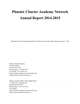 Phoenix Charter Academy Network Annual Report 2014-2015