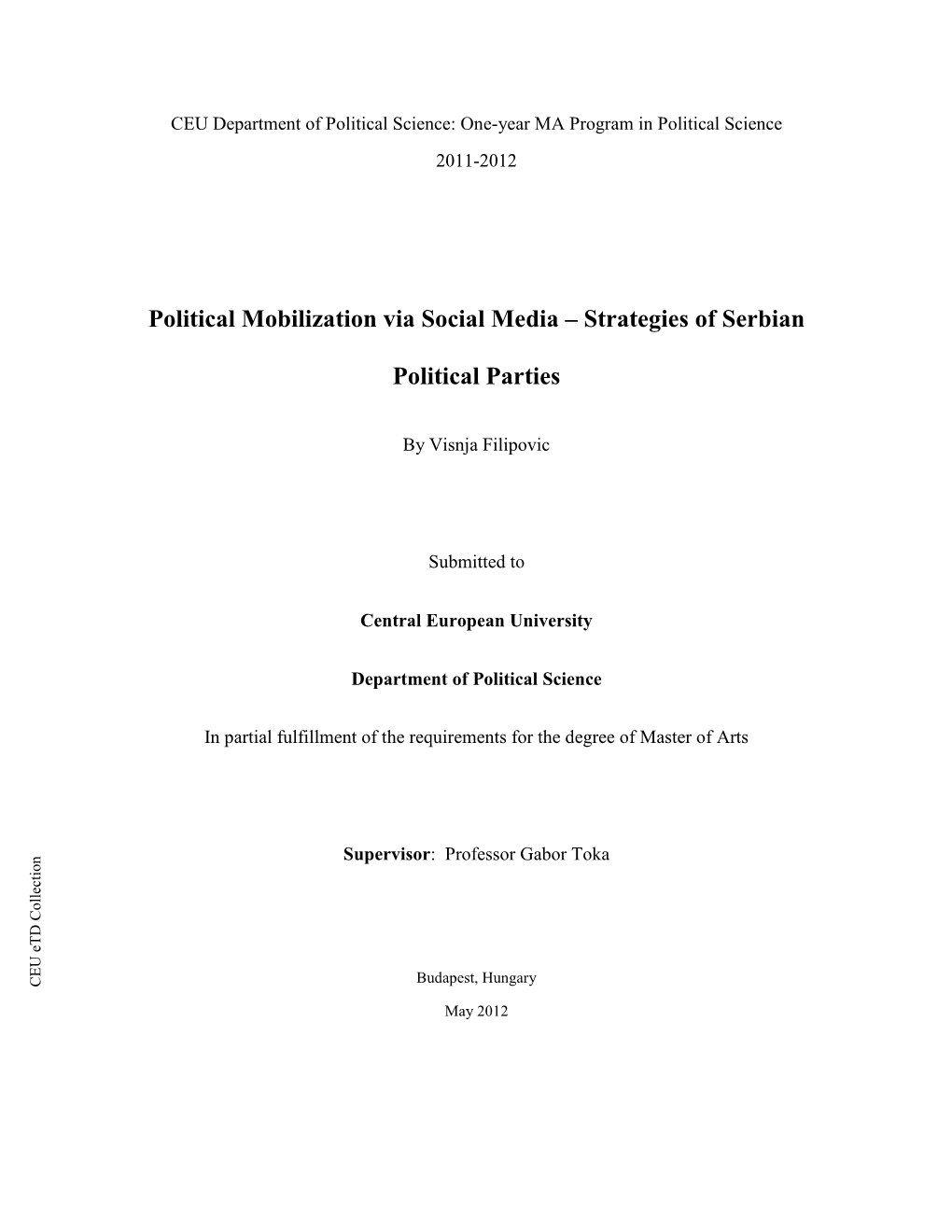Strategies of Serbian Political Parties