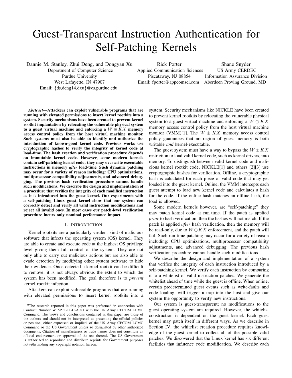 Guest-Transparent Instruction Authentication for Self-Patching Kernels