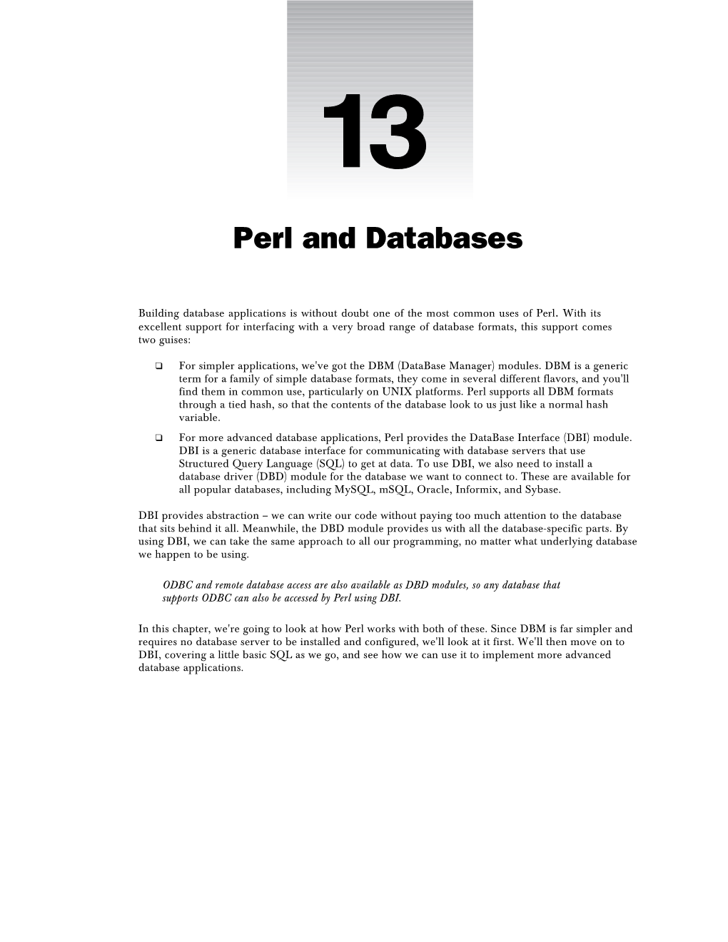 Chapter 13: Perl and Databases