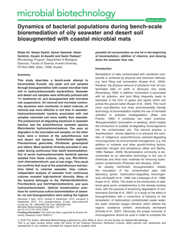 Dynamics of Bacterial Populations During Bench&#X2010;Scale Bioremediation of Oily Seawater and Desert Soil Bioaugmented