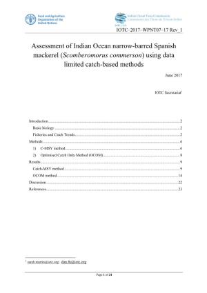 Assessment of Indian Ocean Narrow-Barred Spanish Mackerel (Scomberomorus Commerson) Using Data