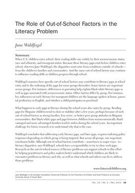 The Role of Out-Of-School Factors in the Literacy Problem