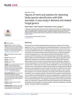 Figures of Merit and Statistics for Detecting Faulty Species Identification with DNA Barcodes: a Case Study in Ramaria and Related Fungal Genera