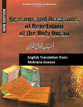 By Al-Wahidi Constitute Occasion of Revelations Or Themes of the Surahs and Verses in Question