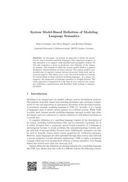 System Model-Based Definition of Modeling Language Semantics In: Proc