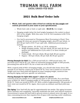 2021 Bulk Beef Order Info