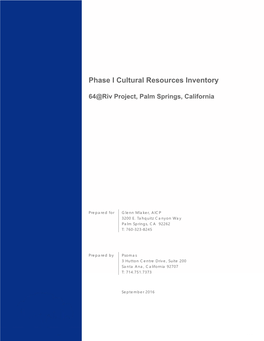 Phase I Cultural Resources Inventory