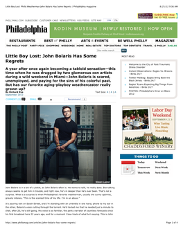 Philly Weatherman John Bolaris Has Some Regrets | Philadelphia Magazine 8/25/12 9:36 AM