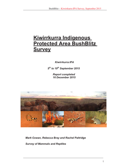 Kiwirrkurra Indigenous Protected Area Bushblitz Survey