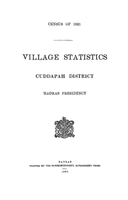 Village Statistics, Cuddapah District, Andhra Pradesh