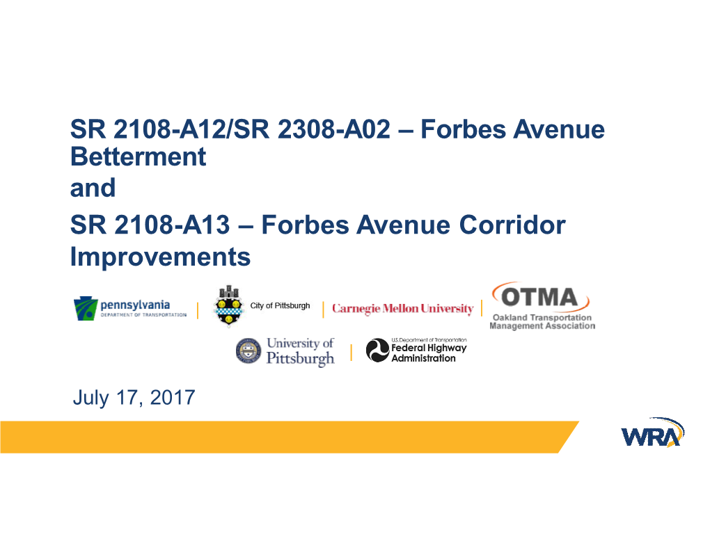Forbes Avenue Corridor Improvements SR 2108-A12/SR