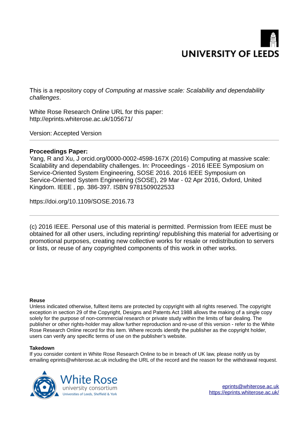 Computing at Massive Scale: Scalability and Dependability Challenges