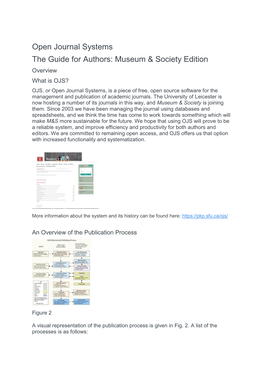 Open Journal Systems the Guide for Authors