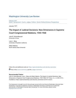 The Impact of Judicial Decisions: New Dimensions in Supreme Court-Congressional Relations, 1945-1968