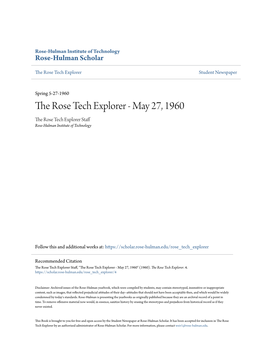 The Rose Tech Explorer Student Newspaper