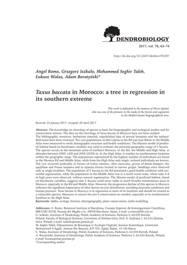 Taxus Baccata in Morocco: a Tree in Regression in Its Southern Extreme