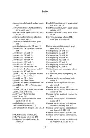 Abbreviations of Chemical Warfare Agents, 152 Acetylcholinesterase