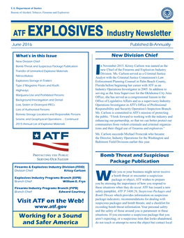 EXPLOSIVES Industry Newsletter June 2016 Published Bi-Annually