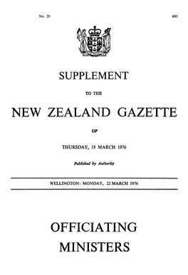 New Zealand Gazette Officiating Ministers