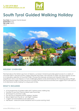 South Tyrol Guided Walking Holiday