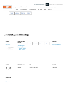 Journal of Applied Phycology