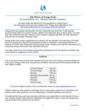 Side Effects of Energy Drinks Caffeine