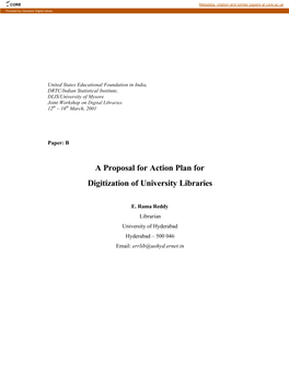 A Proposal for Action Plan for Digitization of University Libraries