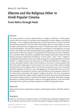 Dharma and the Religious Other in Hindi Popular Cinema from Nehru Through Modi