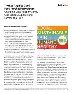 The Los Angeles Good Food Purchasing Program: Changing Local Food Systems, One School, Supplier, and Farmer at a Time