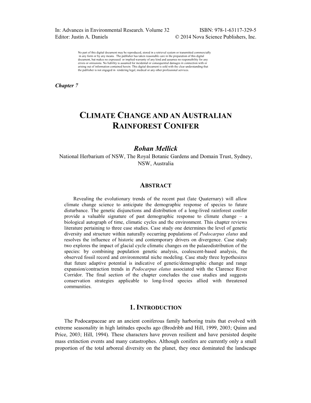 Climate Change and an Australian Rainforest Conifer