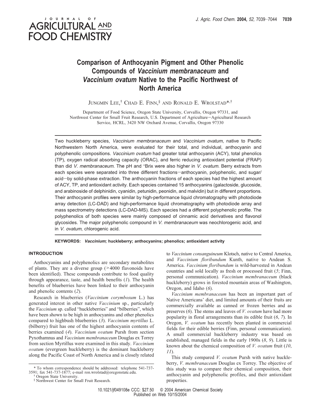 Compounds of Vaccinium Membranaceum and Vaccinium Ovatum Native to the Pacific Northwest of North America