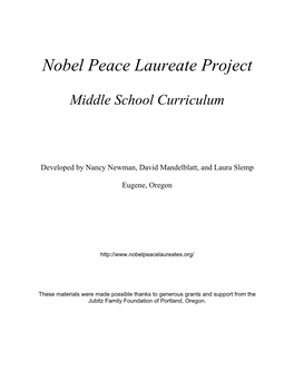 Nobel Peace Laureate Project Middle School Curriculum