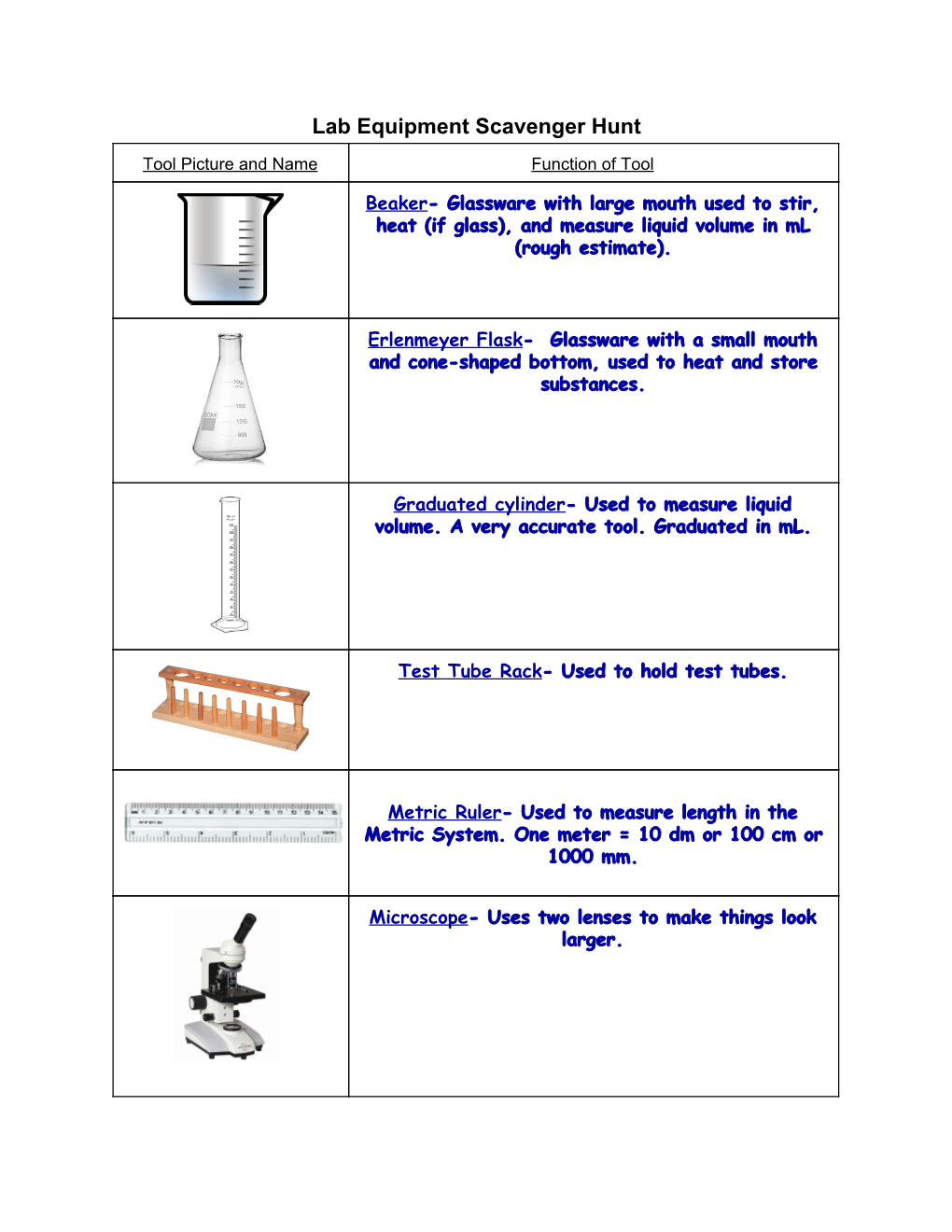 Lab Equipment Scavenger Hunt - DocsLib