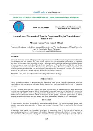 An Analysis of Grammatical Tense in Persian and English Translations of Surah Yusuf
