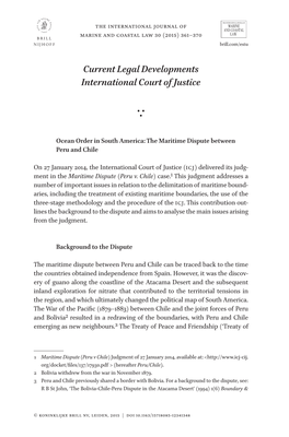 Current Legal Developments International Court of Justice