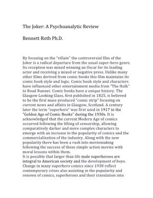 The Joker: a Psychoanalytic Review