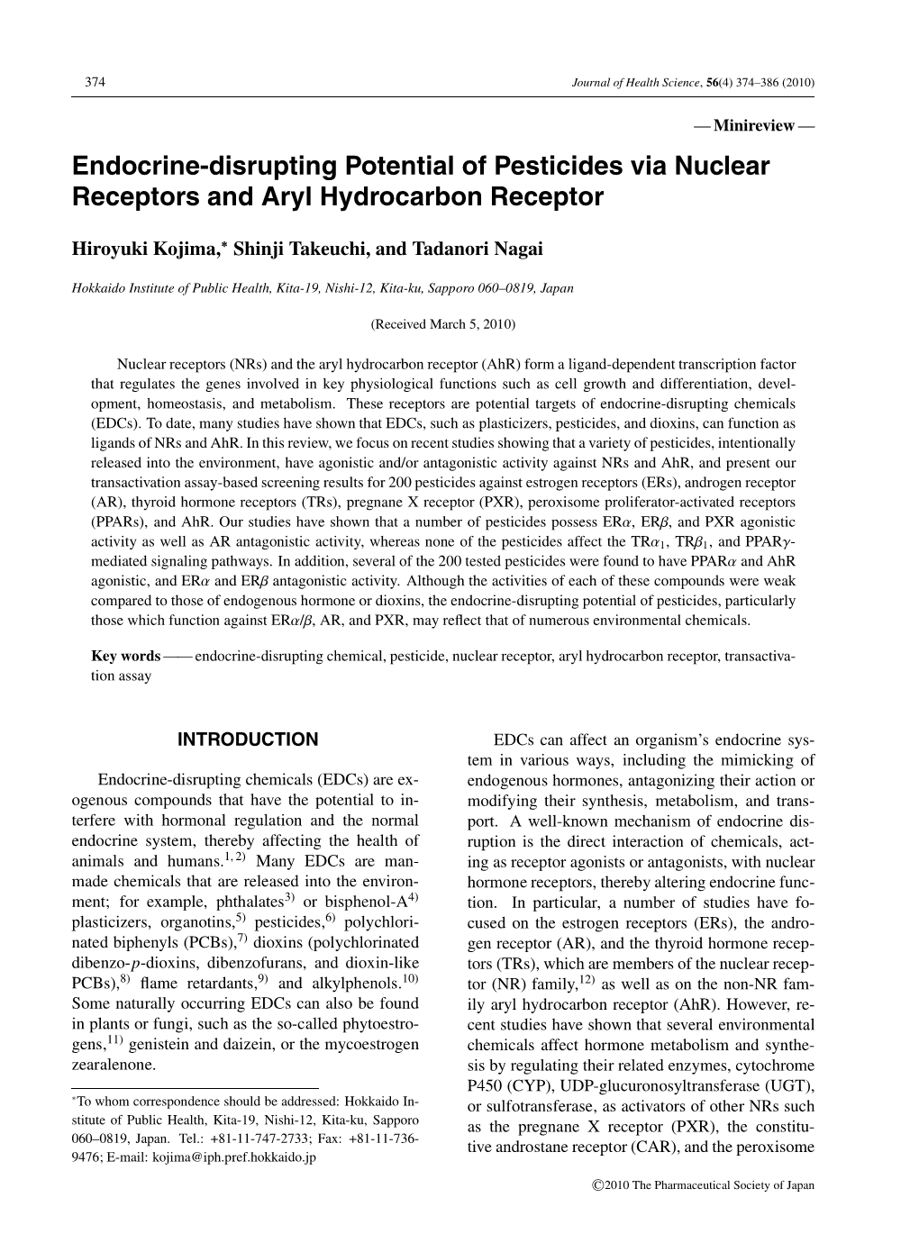 Endocrine-Disrupting Potential of Pesticides Via Nuclear Receptors and Aryl Hydrocarbon Receptor