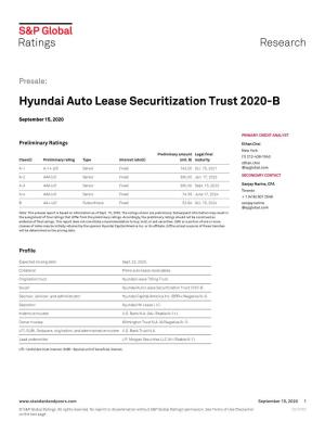 Hyundai Auto Lease Securitization Trust 2020-B