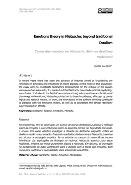 Emotions Theory in Nietzsche: Beyond Traditional Dualism