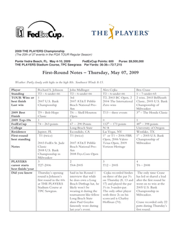 Round 1 Notes -- 2009 PLAYERS