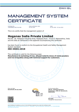 ISO 45001 Ahmednagar & Pune