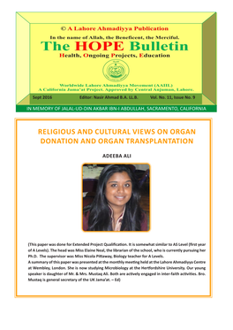 Religious and Cultural Views on Organ Donation and Organ Transplantation